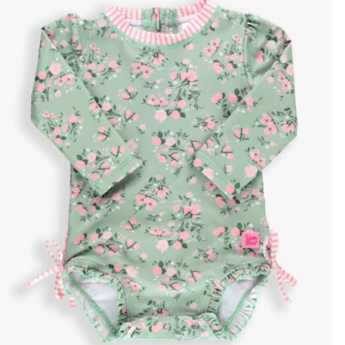 Floral Long Sleeve One Piece Rash Guard