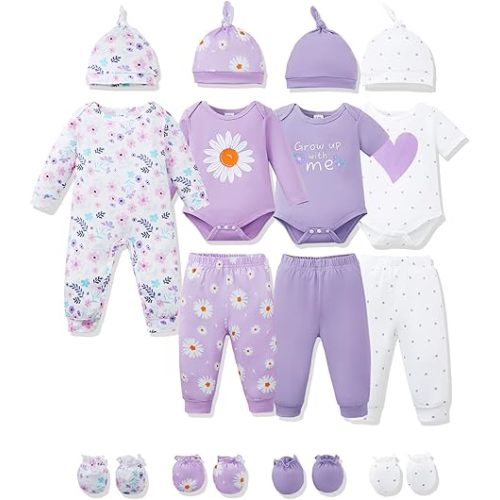 NZRVAWS Preemie Newborn Baby Boy Clothes Infant Clothing Romper Pant Outfits Set Layette Essentials 19 Pieces 0 3 6 12 Months