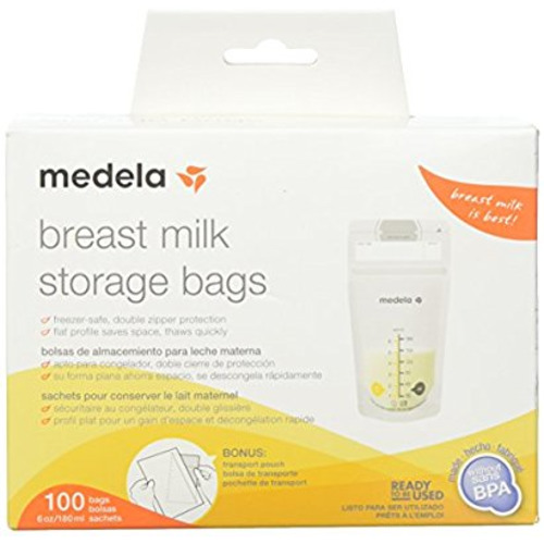 Medela Breast Milk Storage Bags, 100 Count Ready to Use Milk Storage Bags for Breastfeeding, Self Standing, Flat Profile Space Saving Storage for Breastmilk