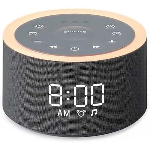 Dreamegg D1+ Sound Machine & Alarm Clock - Sound Machine for Sleep, White Noise Machine with 29 Soothing Sounds, Night Light, 0-100% Dimmable, White Noise Alarm Clock for Bedrooms Adults Baby, Black