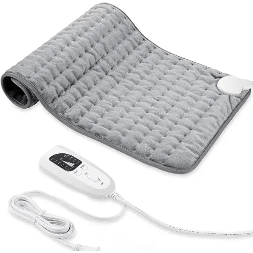 Heating Pad for Back, Shoulders, Abdomen, Legs, Arms, Electric Heating Pad with Heat Settings, Heating Pads Auto Shut Off, 12''× 24'', Silver Gray