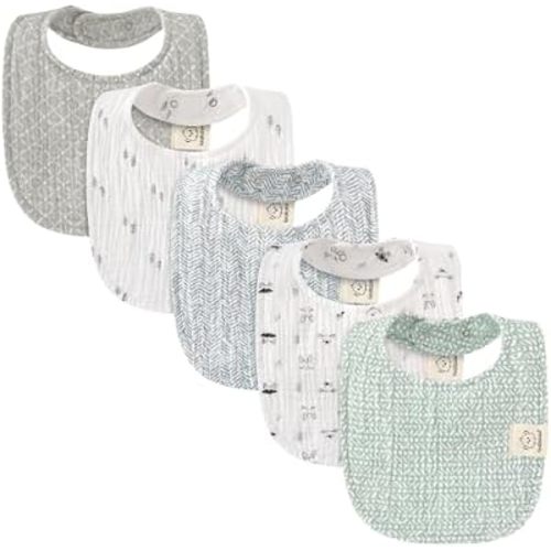 KeaBabies 5-Pack Muslin Baby Bibs for Drooling and Teething (Nordic)