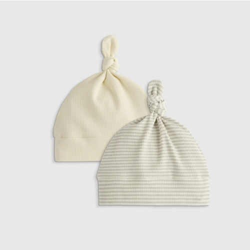 The Softest Rib Hat (2-Pack) in Ivory/Grey Stripe
