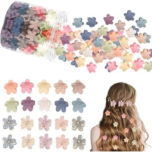 100 pcs Mini Hair Clips with 10 pcs Colorful Small Flower Claw Clips Cute Hair Accessories for Women Girls Teens