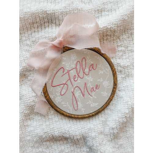 Personalized Floral Baby Name Sign: Embroidered Nursery Decor, 5-inch Hoop With  Ribbon Bow