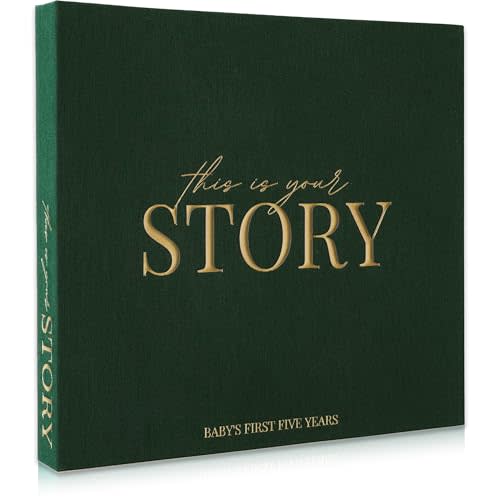 Baby Memory Book from Pregnancy to Age 5, Baby Book Keepsake & Milestone Journal for Boy or Girl, Gender Neutral Scrapbook Album with Stickers & Keepsake Box