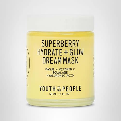 Youth To The People Superberry Dream Mask - Hyaluronic Acid + Vitamin C Face Moisturizer + Overnight Facial Mask, Hydrates + Plumps + Brightens Skin, Evens Skin Tone, For Dry + Dull Skin, Non-Greasy