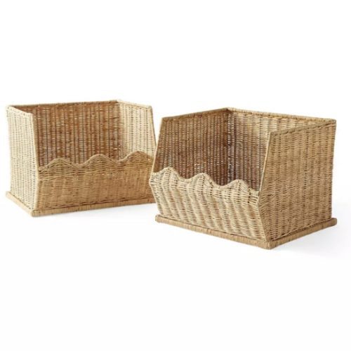 Rattan Wave Stacking Baskets (Set of 2) | Serena and Lily