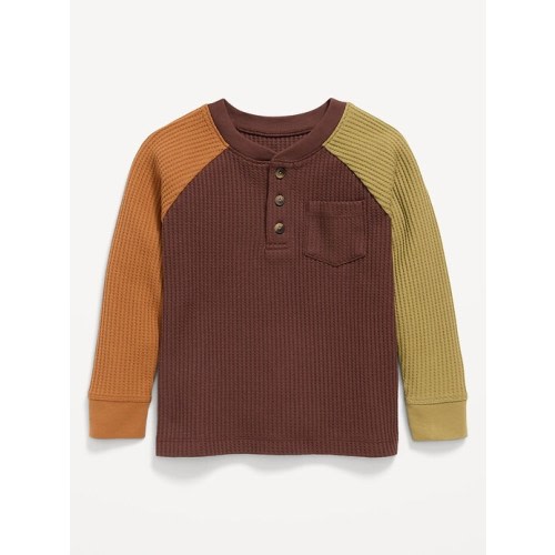 Long-Sleeve Henley Waffle-Knit Pocket T-Shirt for Toddler Boys