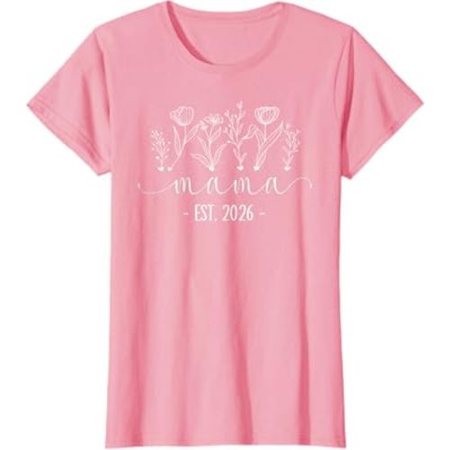 Promoted to Mama 2026 Pregnancy Floral New Mom Est 2026 T-Shirt