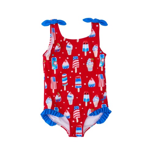 Toddler Girls UPF50+ Tie Shoulder One Piece, 4T