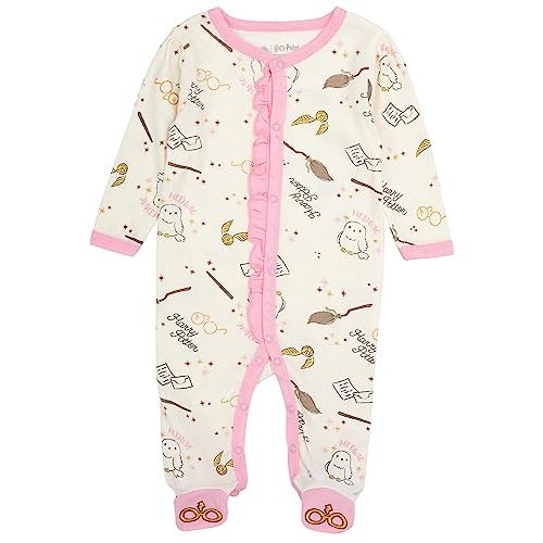 Harry Potter Baby Girls Long-Sleeve Plush Polar Fleece Bodysuit Pajamas - Baby Girl Clothes Prints