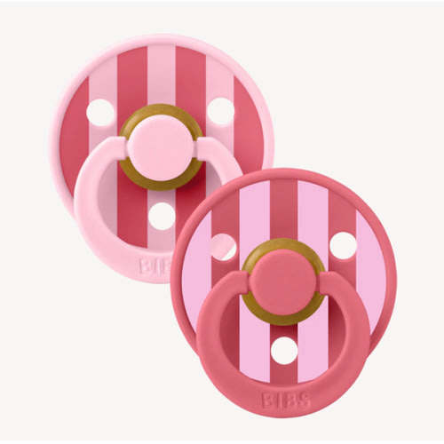 BIBS STUDIO 2 Pack Block Pacifiers - Baby Pink Coral Mix