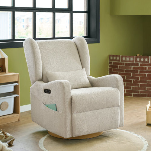 Wade Logan® Ceandra 29.5"W Modern Nursery Swivel Glider Power Recliner with Built-In Nightlight & Reviews | Wayfair