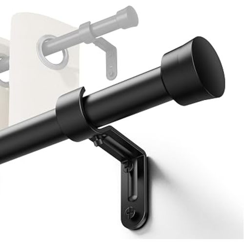 Yafex Curtain Rods 33-43 Inch, 6/8” Adjustable Black Curtain Rod for Windows, Fits 24”to 32” Window Widths, Small Splicing Metal Window Treatment Rods with Brackets, Easy Installation