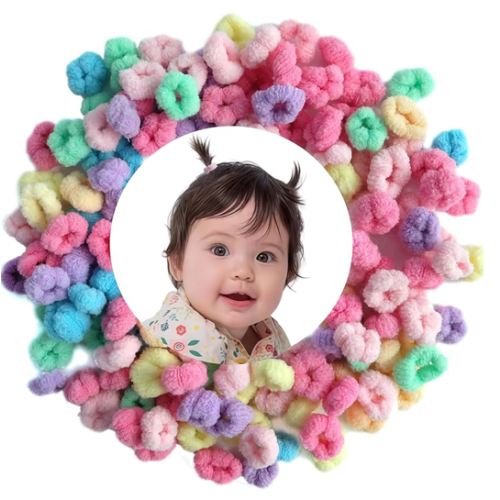 Baby Hair Ties, Bloom Toddler Hair Ties No Damage, 120pcs,Age 0-8,Ponytail Holder for Little Girls Hair Accessories, Elastic Thin Soft Hair Bands No Crease, Mini Hair Scrunchies