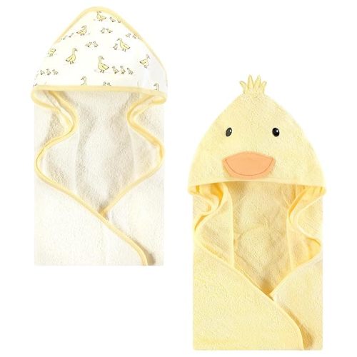 Hudson Baby Unisex Baby Cotton Animal Face Hooded Towel, Yellow Duck, One Size