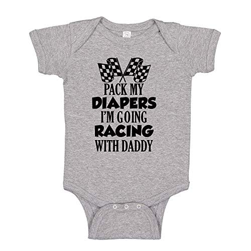 Pack My Diapers I'm Going Racing With Daddy Racing Baby One Piece or Toddler T-Shirt