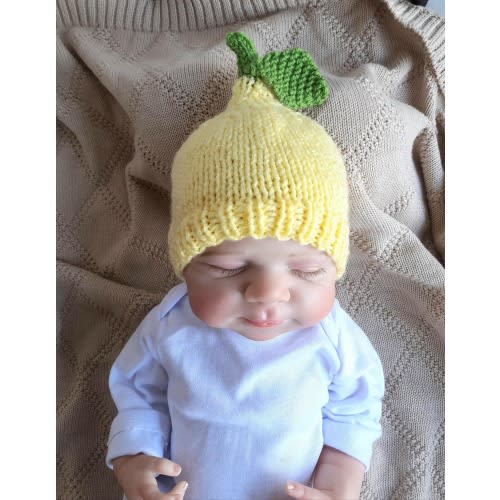 Newborn baby lemon hat-Lemon baby shower gifts-Knit citrus fruit hospital beanie unisex