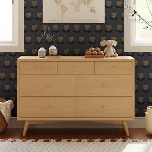 Babyletto Palma 7-Drawer Baby Dresser, GREENGUARD Gold Certified, Honey