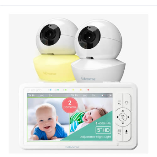 Babysense HD S2: Video Baby Monitor with 2 Cameras, Non Wifi, Split Sc
