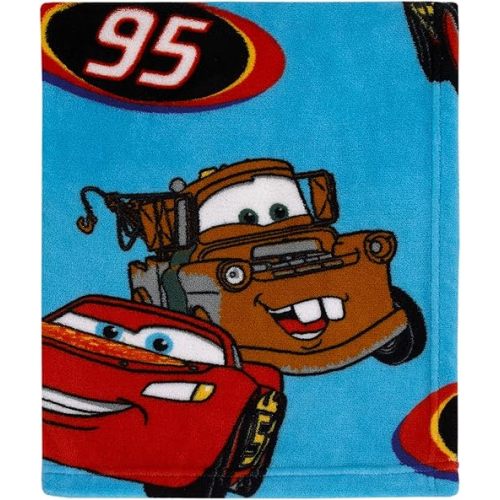 Disney Cars Radiator Springs Blue and Red Lightning McQueen and Tow-Mater Super Soft Toddler Blanket