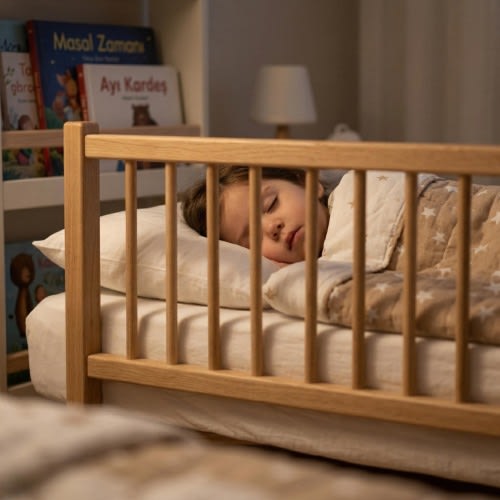 Montessori Wooden Toddler Bed Rail | Foldable Safety Guard