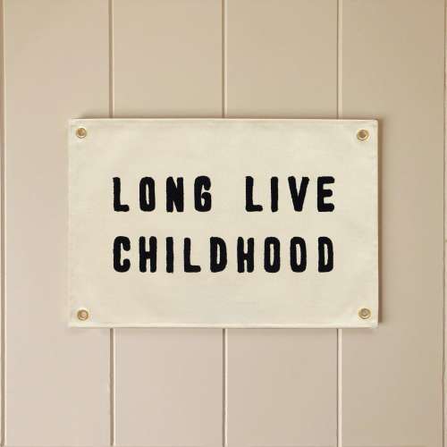 Long live childhood Flag , Hanging Canvas Banner Wall Decor,Vintage Canvas Banner,Wall Art Pennant for Nursery,Living Room Decor Pennant