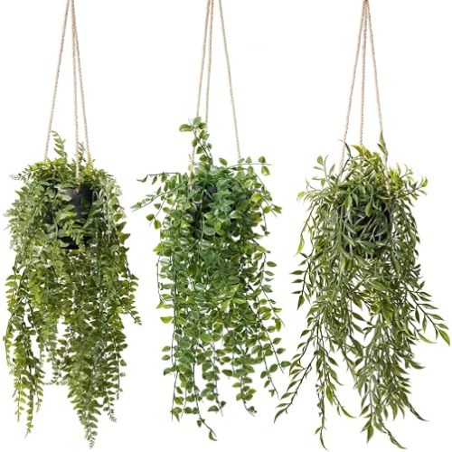 3 Packs Fake Hanging Plants, Artificial & Faux Hanging Plants for Decor