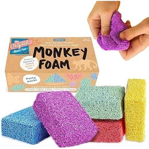 Impresa Monkey Foam from Monkey Noodle 5 Giant Blocks, Squishy Sensory Toys for Kids with Unique Needs Fosters Creativity, Fun Play Foam for Kids, for Classrooms, Home, & Playtime Ages 3+