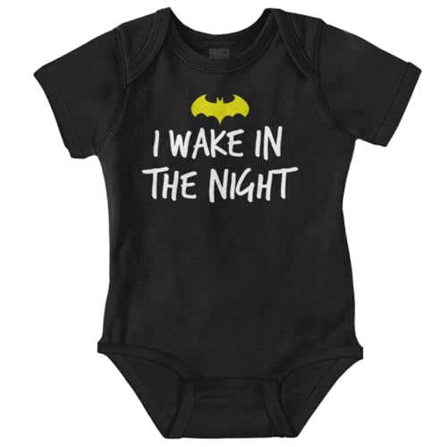 Brisco Brands I Wake in the Night Superhero Bat Baby Romper Boys or Girls