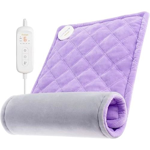 OCOOPA Cozy Heating Pad, Comfortable & Soft Plush 8-Layer HeatLock, for Period Cramps & Back Pain Relief, Cute Heated Pad Large 12"x24", 6-Hour Auto-Timer, Warm Christmas Gifts for Women Mom, Purple