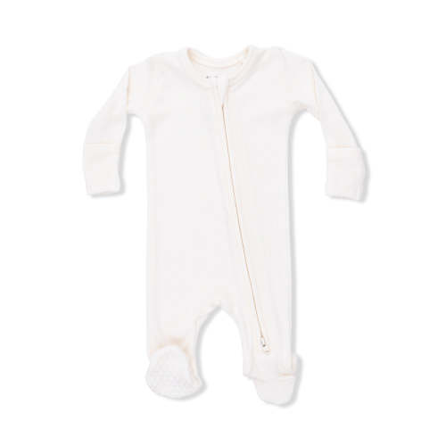 Ribbed 2-Way Zip Footie, Sugar Swizzle