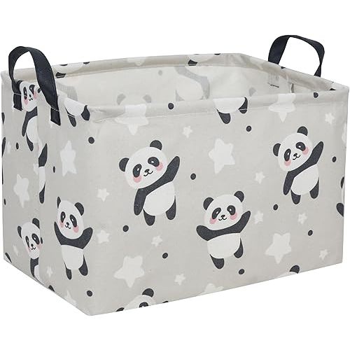 Kids Basket Panda Storage Bins for Girls Rectangular Baby Gift Baskets Cute Toy Storage Bin Box Organizer Book Shelf Basket Sports Balls Room Decor(Panda)