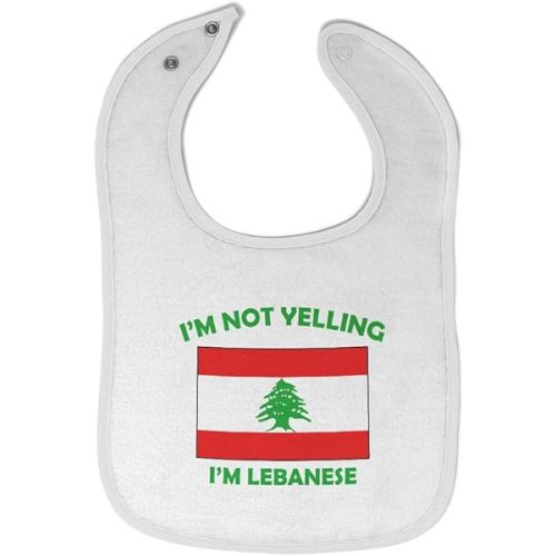 Cute Rascals Toddler & Baby Bibs Burp Cloths Not Yelling I'M Not Yelling I Am Lebanese Lebanon Countries Cotton Baby Items for Baby Girl & Boy White Design Only
