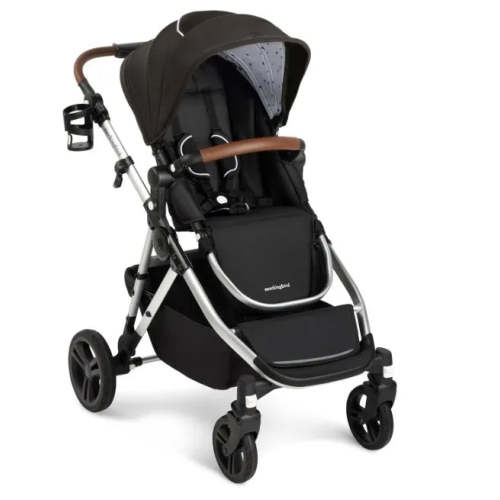 Single-to-Double Stroller 2.0 + Cup Holder - Black with Watercolor