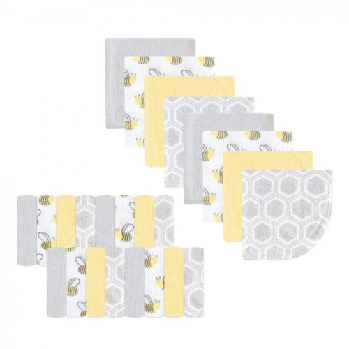 Luvable Friends Baby Unisex Super Soft Bundle Washcloths, Bee, One Size