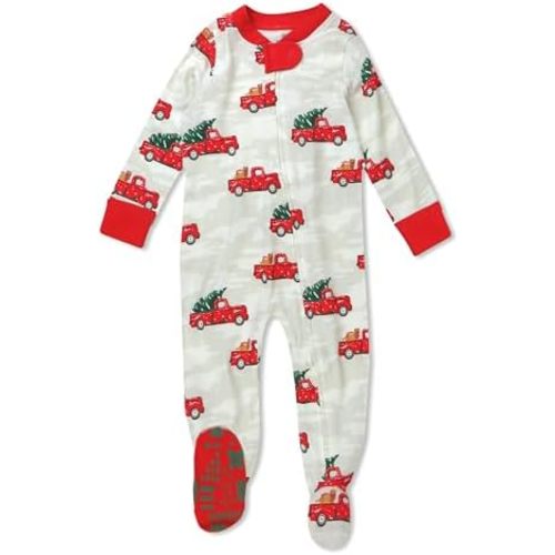 HonestBaby Baby Holiday Non-Slip Footed Pajamas One-Piece Sleeper Zip-Front Pjs 100% Organic Cotton