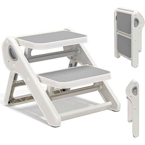 MoreFeel Foldable Toddler Step Stool for Bathroom Sink - 2-Step Kids Stool for Potty Training, Kitchen Counter & Bedroom, Sturdy Non-Slip Child Safety Stool Helper