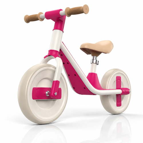 Wonderstone 10 Inch Balance Bike for Kids, Adjustable Seat Ride on Toys with 2 Silence Wheels, Outdoor Toddler Riding Toys for 2-6 Boys Girls, Rose Red