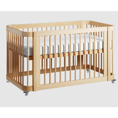Nestig Convertible Wave Crib with Mini Mattress - Natural Wood