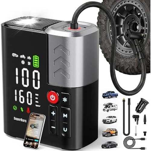 Tire Inflator Portable Air Compressor, 35s Faster Air Pump with APP, 160PSI 48LPM 10400mAh Electric Tire Pump, 45W Charging, Cordless Tire Inflator for Car SUV Truck Pickup RV