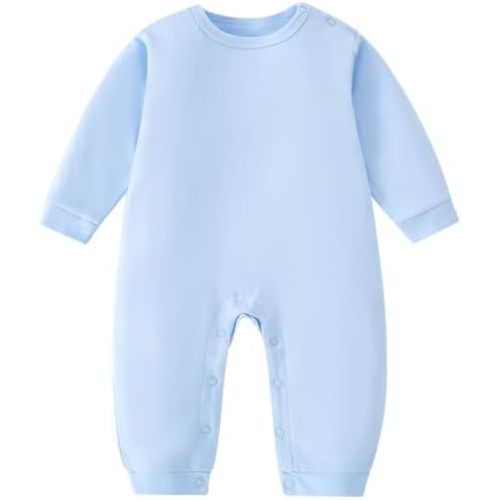0-3M, Unisex Baby Romper Long Sleeve Jumpsuit Cotton Outfit Bodysuit