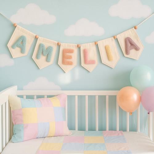 Personalized Felt Name Bunting: Pastel Nursery Decor