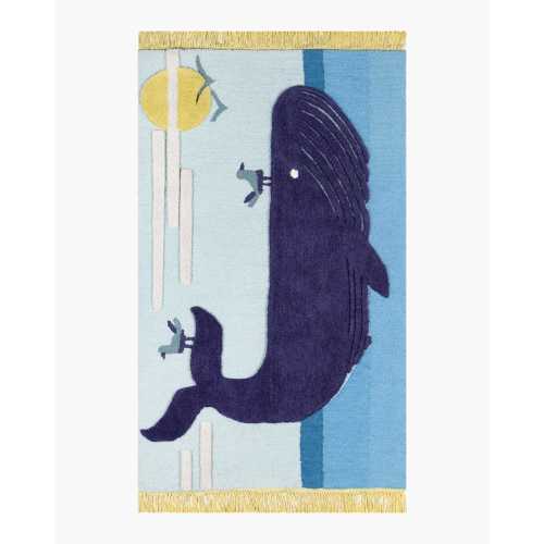 Novelty Animal Hand-Tufted Wool Rug  in Whale