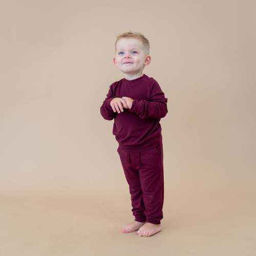 Bamboo Jersey Jogger Set in Burgundy