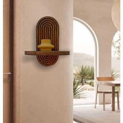 Mid-Century Modern Floating Shelf, Arched Wall Wood  Shelf in Mid-Century Modern Style - Single and Double Option, Natural Floating Shelf