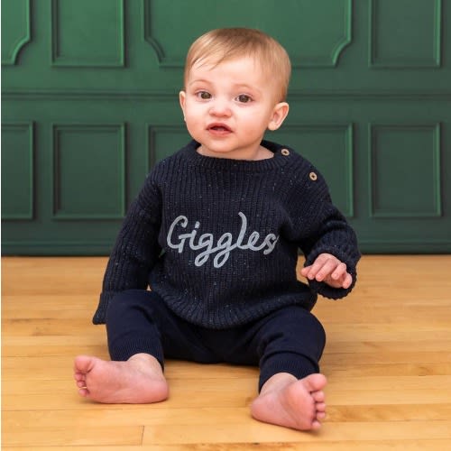 Giggles Chunky Knit Slouchy Baby Pullover Sweater-Organic