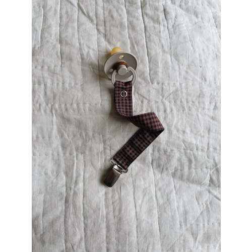 Pacifier clip indigo check