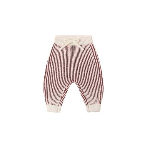 Quincy Mae - Chunky Knit Pant - Black Cherry Stripe